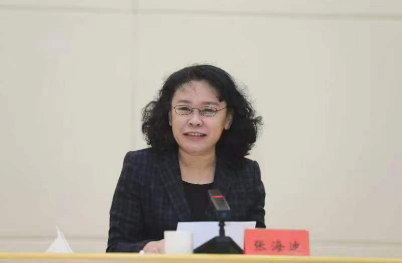 圖為中國(guó)殘聯(lián)主席張海迪講話